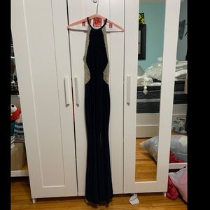 Blue and Gold Evening Dress